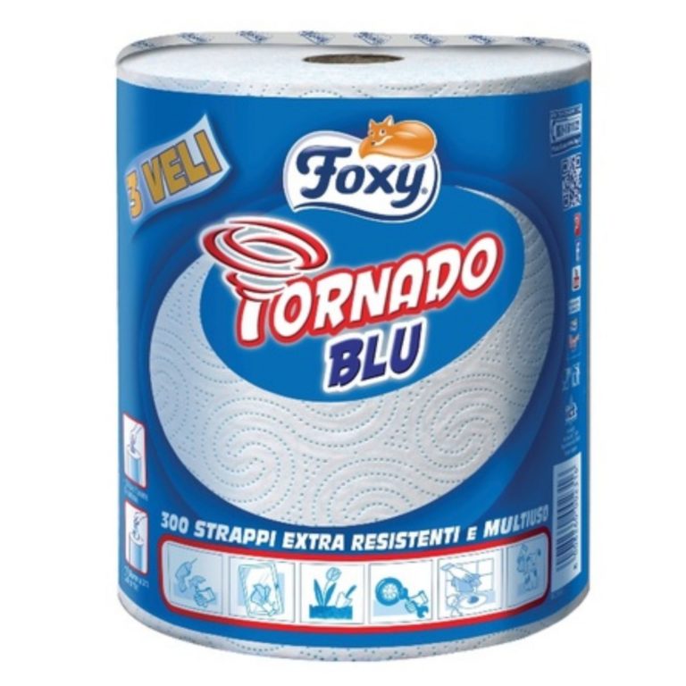 Foxy carta cucina : bobineta tornado blu 300strappi